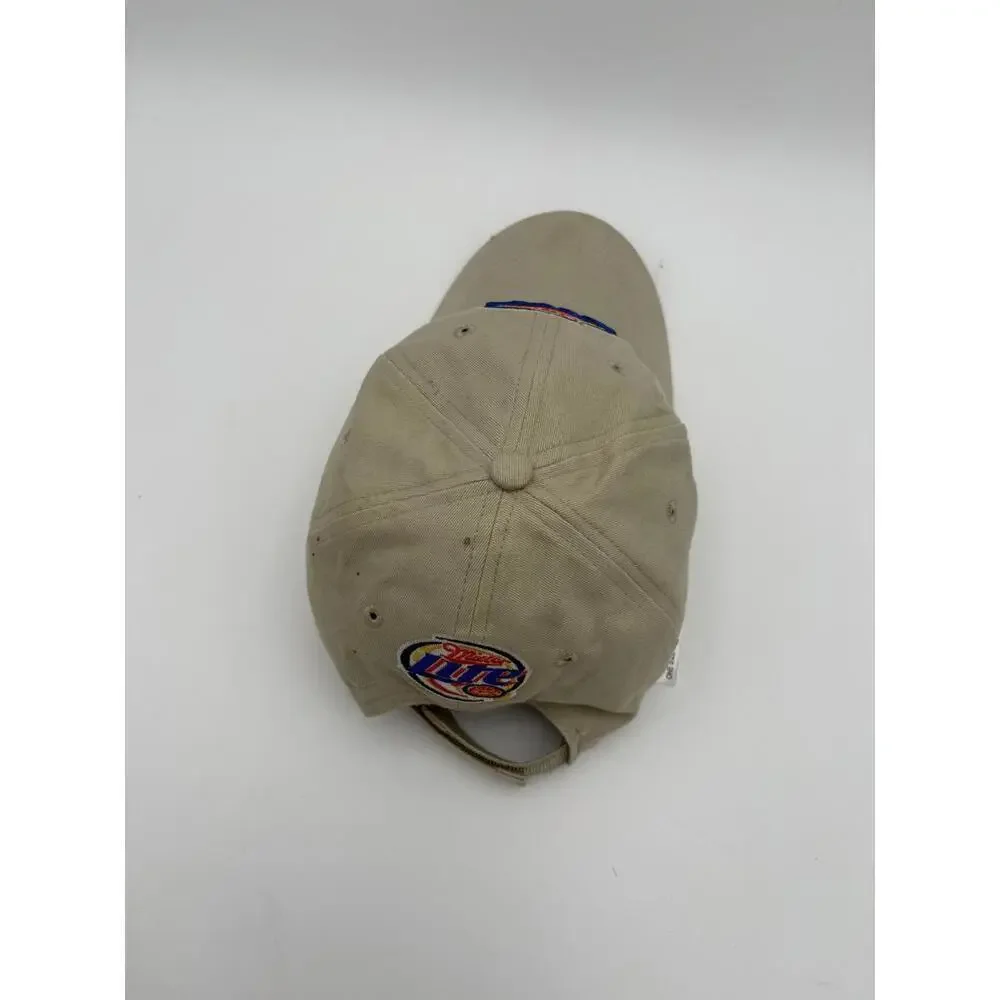 Vintage Miller Lite Logo Embroidered Beer Khaki Baseball Cap Hat Rare
